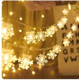 Williamsmugstore Christmas Snowflake String Lights Battery Powered,2/3/M Christmas Winter Decor String Lights 10/20/ LED Fairy Lights, for Christmas Garden