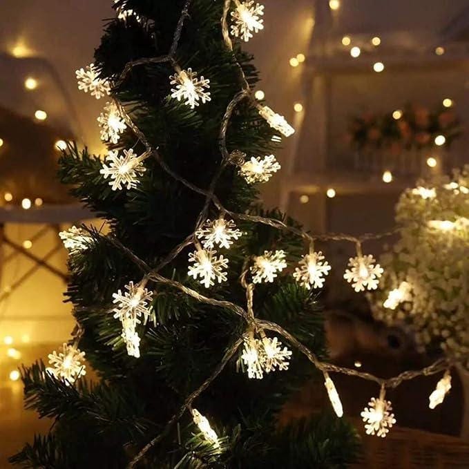 Williamsmugstore Christmas Snowflake String Lights Battery Powered,2/3/M Christmas Winter Decor String Lights 10/20/ LED Fairy Lights, for Christmas Garden