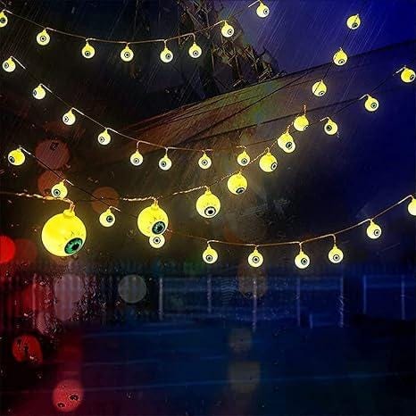 Williamsmugstore Halloween Lights String 1.5m 10 LED 3D Horror Eyeball Lights Decoration USB/Battery Powered for Party Patio Indoor Outdoor