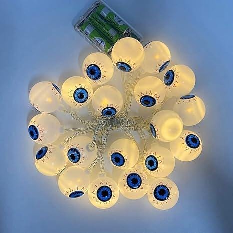 Williamsmugstore Halloween Lights String 1.5m 10 LED 3D Horror Eyeball Lights Decoration USB/Battery Powered for Party Patio Indoor Outdoor