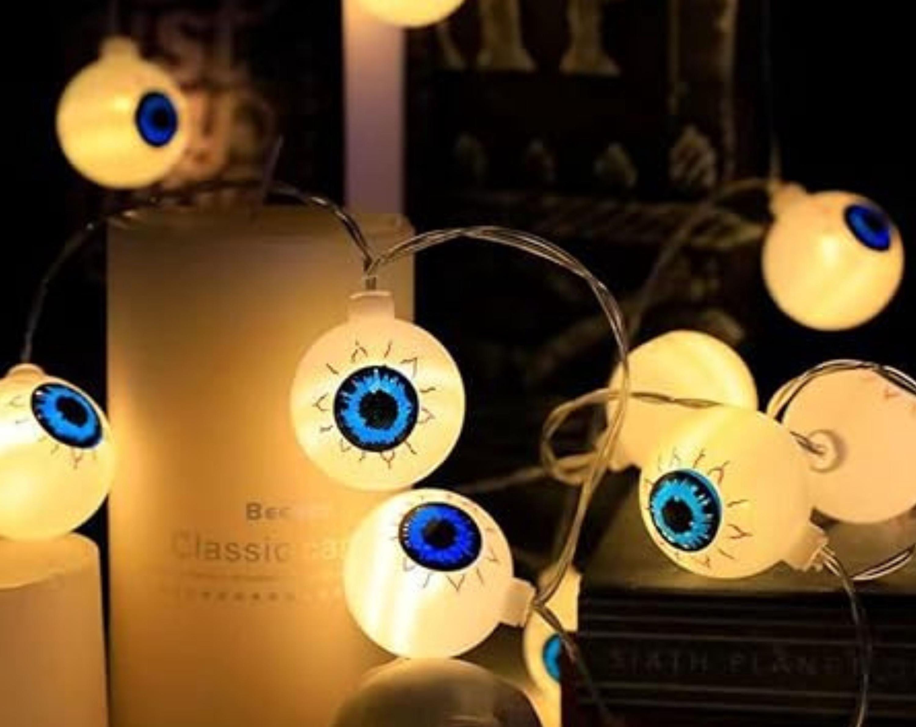 Williamsmugstore Halloween Lights String 1.5m 10 LED 3D Horror Eyeball Lights Decoration USB/Battery Powered for Party Patio Indoor Outdoor