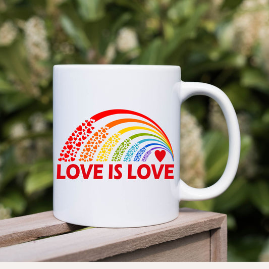 Williamsmugstore love is love mug ,lgbt pride. 11oz ceramic mug