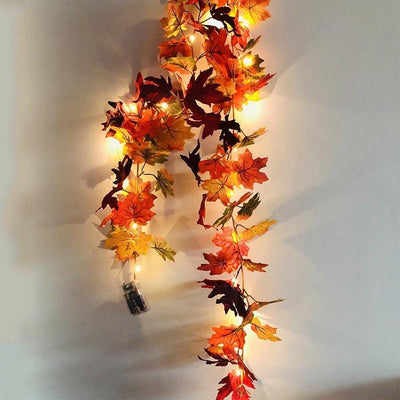 Maple Leaf 20 LED String Lights, Halloween Decor, Autumn Fall, Home Decor, Garden Decor, Halloween Party, Outdoor Indoor, Autumn