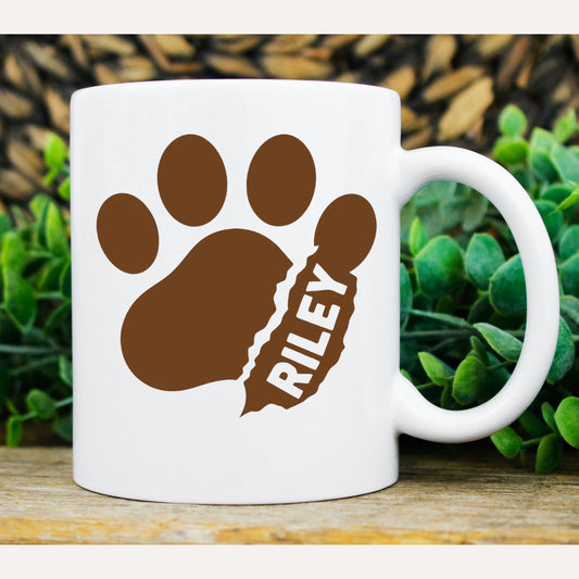 Williamsmugstore Mug 11oz Dog  paw print with name Riley  11 oz Ceramic Mug - Perfect Gift for Pet Owners & Animal Lovers