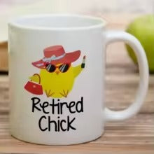 Williamsmugstore Mug 11oz retired chick  11oz ceramic mug  , Interesting Retirement Gift, Good Luck Farewell Gift For Departing