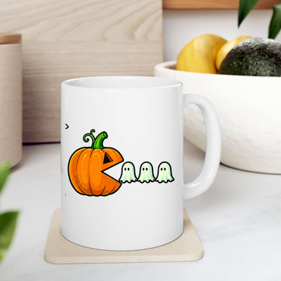 Funny Ghost and Halloween Pumpkin Ceramic Coffee Mug