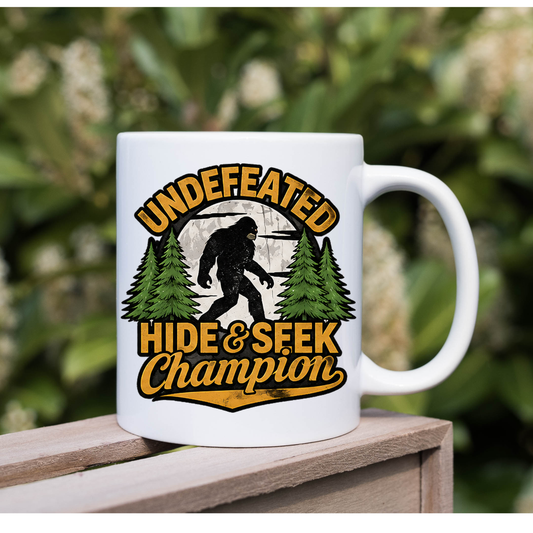 williamsmugstore Mugs Hide and Seek Champion Bigfoot Mug – Funny Sasquatch Coffee Mug