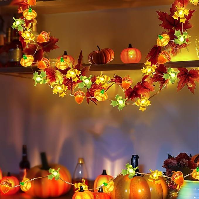 Williamsmugstore Thanksgiving Pumpkin String Lights, maple pumpkin lights ,halloween Fall Decorations for Home,Fall Thanksgiving  for Indoor/outdoor Decor