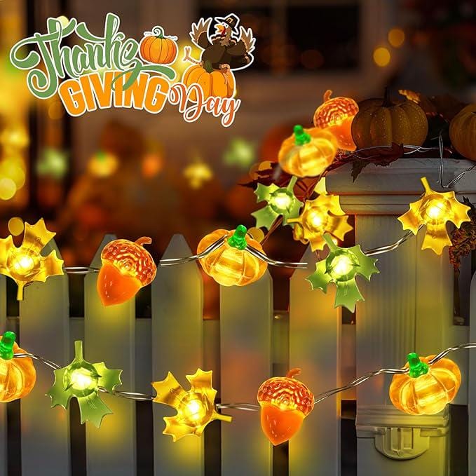 Williamsmugstore Thanksgiving Pumpkin String Lights, maple pumpkin lights ,halloween Fall Decorations for Home,Fall Thanksgiving  for Indoor/outdoor Decor