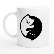 ying yang cat white  mug ,