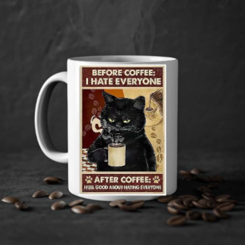 retro black cat ,smoking black cat,Black Cat coffee,