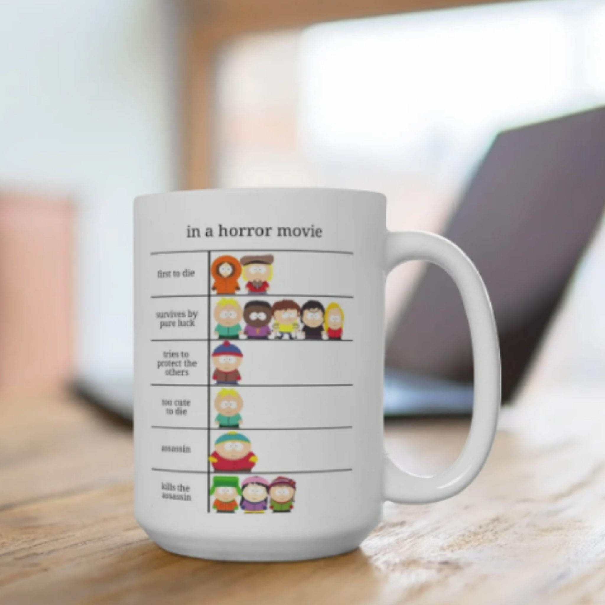 southpark  -in a horror movie ,handmade southpark mug,southpark gifts,cartman mug,90s cartoon mug,southpark cup gift