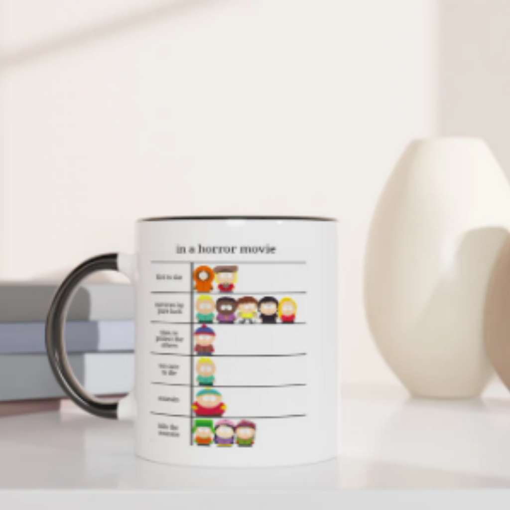 southpark  -in a horror movie ,handmade southpark mug,southpark gifts,cartman mug,90s cartoon mug,southpark cup gift