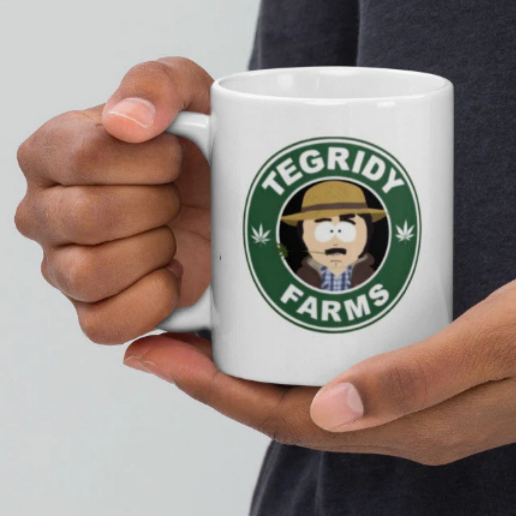 southpark mug ,tegridy farms , randy marsh .animated cartoon,southpark mug gift.southpark cup