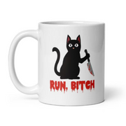 run bitch black cat coffee mug