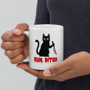 run bitch black cat coffee mug
