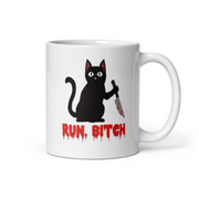 run bitch black cat coffee mug