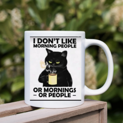 i dont  like morning people cat mug