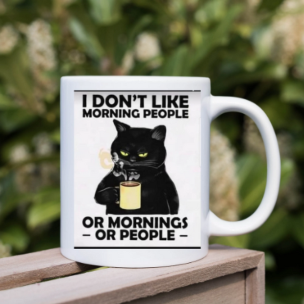 i dont  like morning people cat mug