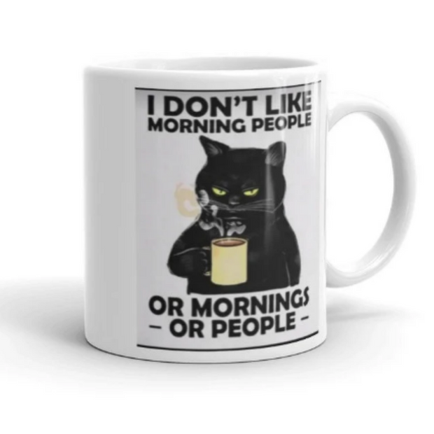 i dont  like morning people cat mug