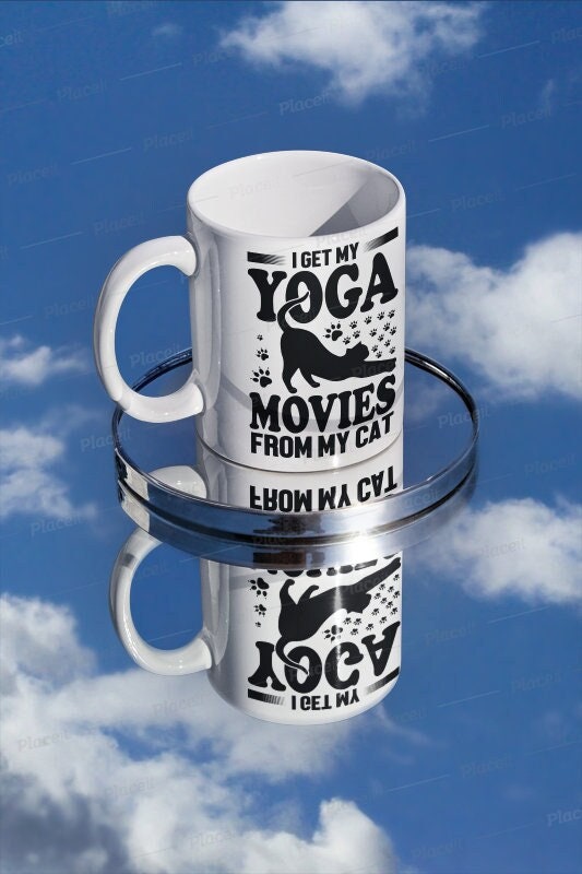 i get my yoga moves from my cat, yoga coffee cat mug gifts ,yoga gifts,cat lovers,cat mom,
