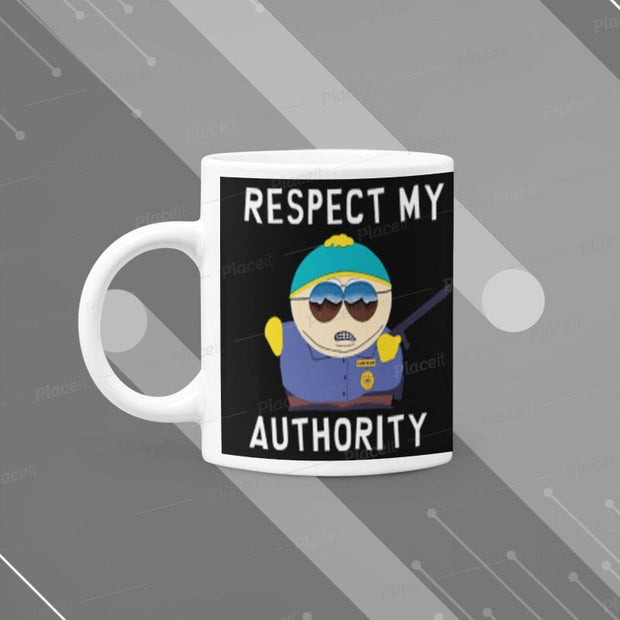 southpark eric cartman, coffee mug gift,respect my authority, southpark mug,christmas gifts
