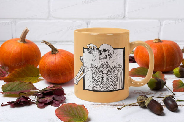 coffee drinking skull skeleton mug ,skeleton drinking coffee- halloween skeleton mug ,skull coffee mug