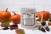 coffee drinking skull skeleton mug ,skeleton drinking coffee- halloween skeleton mug ,skull coffee mug