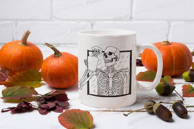 coffee drinking skull skeleton mug ,skeleton drinking coffee- halloween skeleton mug ,skull coffee mug