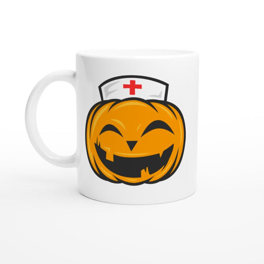 scary nurse pumpkin face -halloween pumpkin mug ,halloween pumpkin nurse   ceramic pumpkin mug  ,halloween gift
