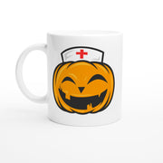 scary nurse pumpkin face -halloween pumpkin mug ,halloween pumpkin nurse   ceramic pumpkin mug  ,halloween gift