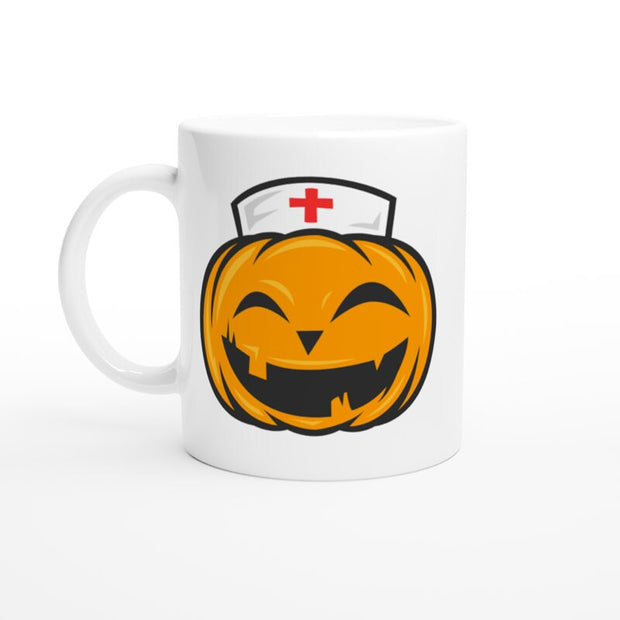scary nurse pumpkin face -halloween pumpkin mug ,halloween pumpkin nurse   ceramic pumpkin mug  ,halloween gift