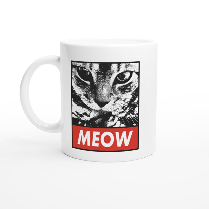 meow cat mug , dont stress meowt mug ,  grey tabby cat meow,cat meow mug gift,funny cat picture