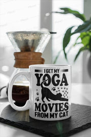 i get my yoga moves from my cat, yoga coffee cat mug gifts ,yoga gifts,cat lovers,cat mom,