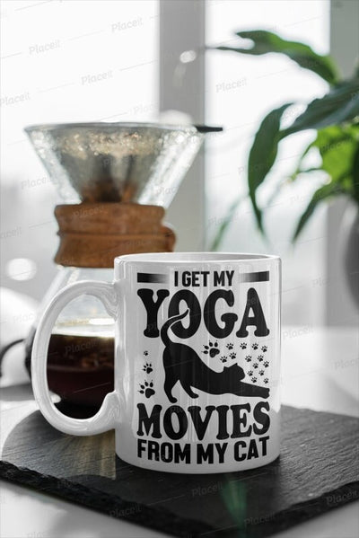 i get my yoga moves from my cat, yoga coffee cat mug gifts ,yoga gifts,cat lovers,cat mom,