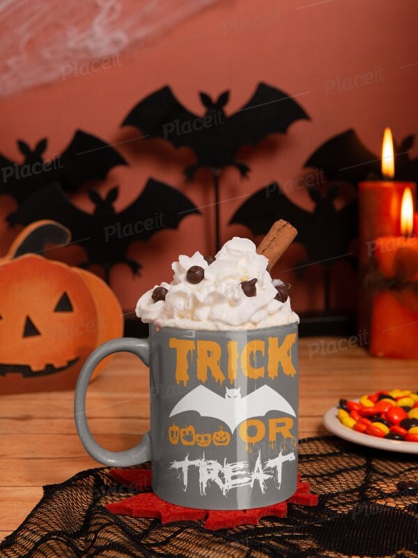 halloween trick or treat mug ,halloween fall mug, gift for her ,spooky halloween gift