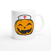 scary nurse pumpkin face -halloween pumpkin mug ,halloween pumpkin nurse   ceramic pumpkin mug  ,halloween gift