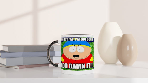 eric cartman mug, im not fat iam big boned mug  ,handmade eric  mug gift, 90s animated cartoon ,southpark gift idea
