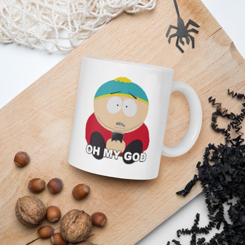 southpark eric cartman , oh my god southpark mug ,handmade ceramic southpark mug,90s animated cartoon,southpark gifts