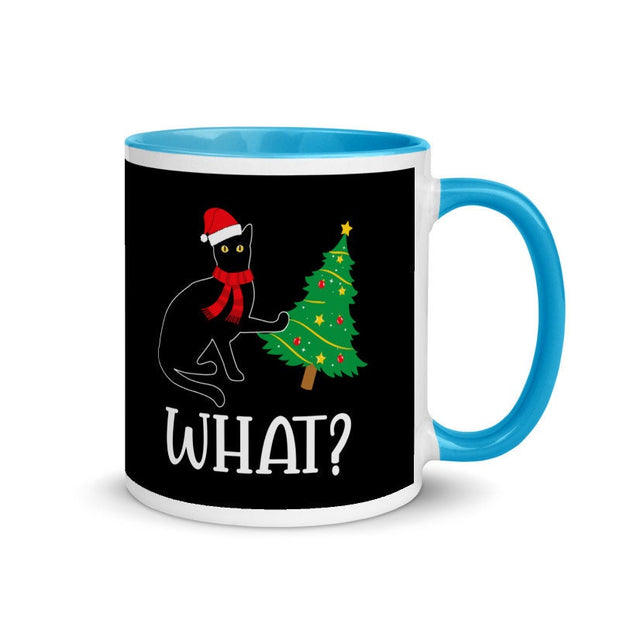 What Cat Christmas coffee mug, cat What? Black cat funny gift