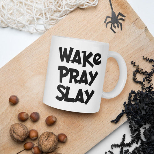 Wake Pray Slay mug ,  text mug , Slay mug , Pray mug , Wake Pray mug