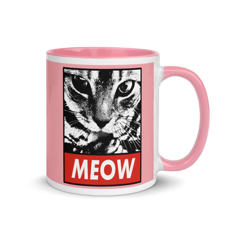 meow cat mug , dont stress meowt mug ,  grey tabby cat meow,cat meow mug gift,funny cat picture