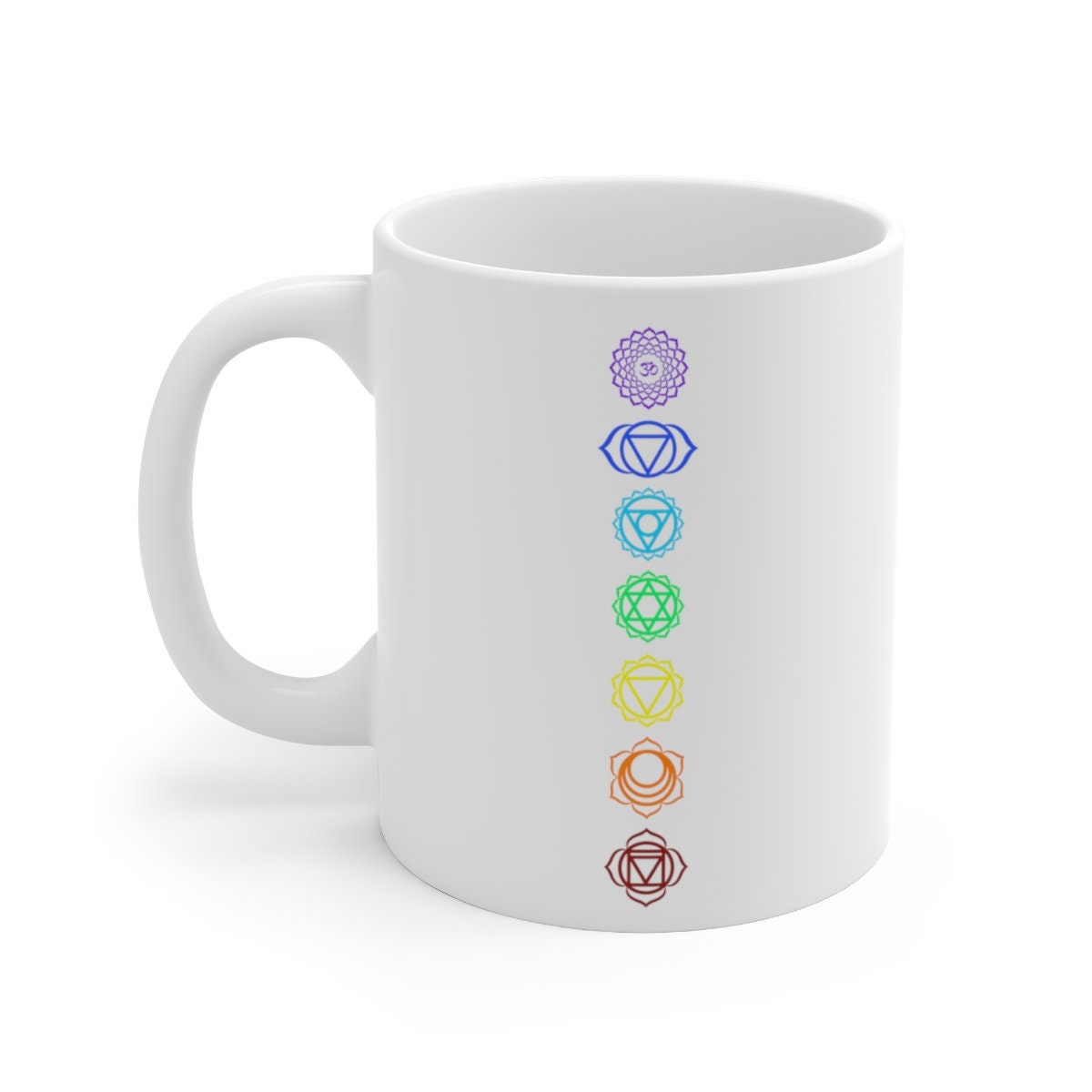 yoga chakra mug ,yoga lover gift, severn colours of chakras mug ,spiritual mug ,meditation mug