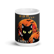 stay 6 feet back,black cat mug ,scary black cat,social distancing black cat