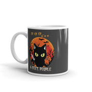 stay 6 feet back,black cat mug ,scary black cat,social distancing black cat