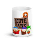 southpark crew next to signpost , southpark , handmade ceramic southpark mug,90s animated cartoon,southpark gift