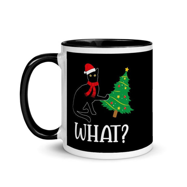 What Cat Christmas coffee mug, cat What? Black cat funny gift