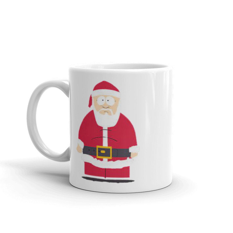santa in southpark , handmade ceramic southpark mug