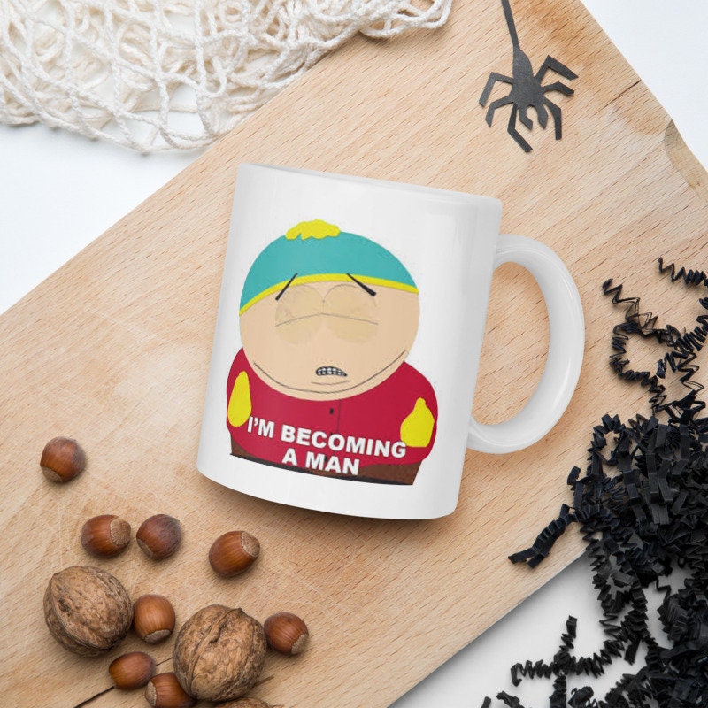 iam becoming a man , handmade ceramic southpark mug