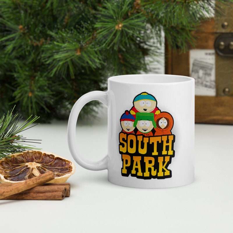 southpark gang line up ,handmade southpark mug,southpark gifts,cartman mug,90s cartoon mug,southpark cup gift